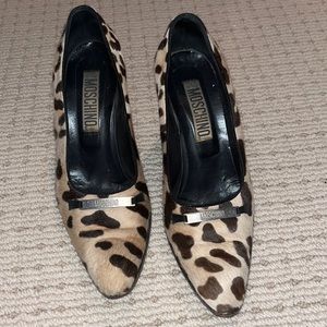 MOSCHINO HEELS leopard pony skin